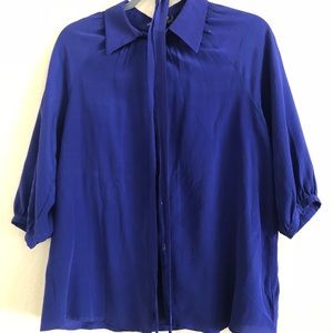FOREVER 21 LOVE 21 ROYAL NAVY BLUE BUTTON BLOUSE